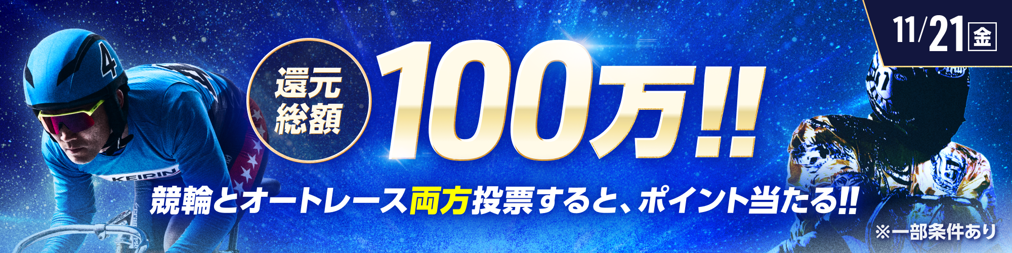 総額100万円分!!競輪×オートレース投票キャンペーン