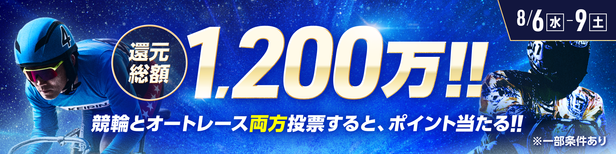 総額1,200万!!毎日抽選！競輪×オートレース投票キャンペーン