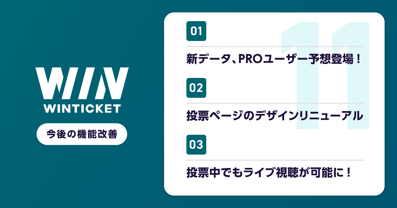 <【PROユーザー予想 など】11月WINTICKET新機能のお知らせ>