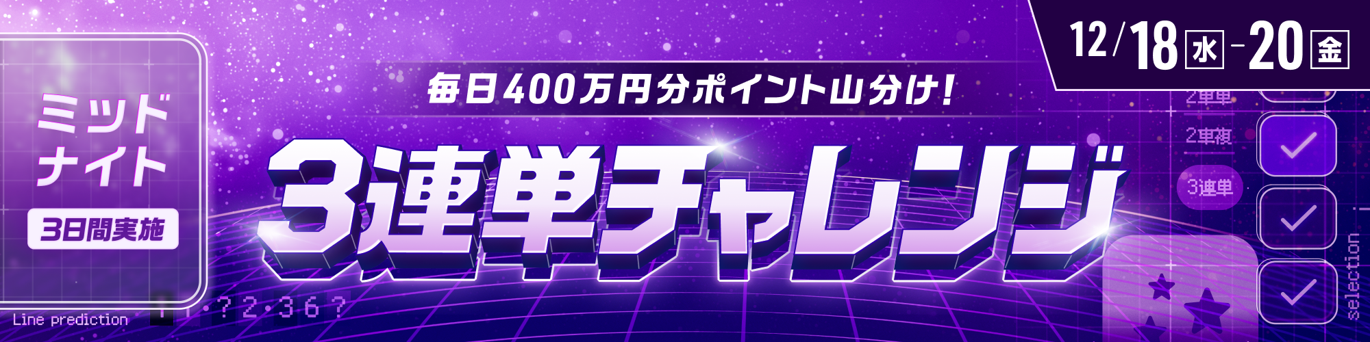 【400万山分け】ミッドナイト競輪対象 3連単チャレンジ