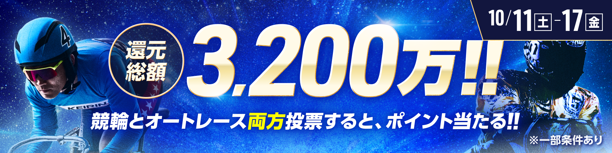 【総額3,200万!!】競輪×オートレース毎日抽選キャンペーン