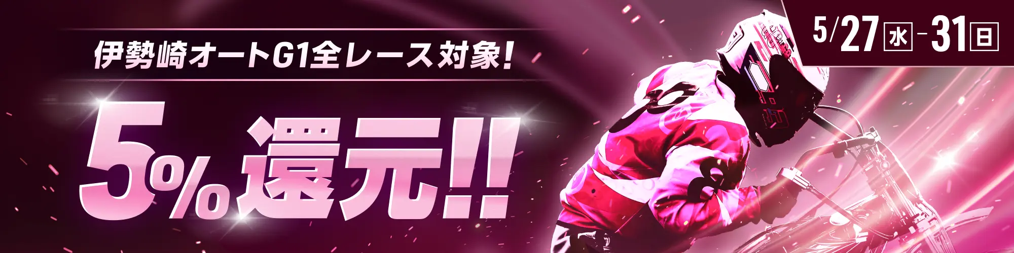 伊勢崎オートG1対象】全レースで5%還元！ 【ウィンチケットオートレース】