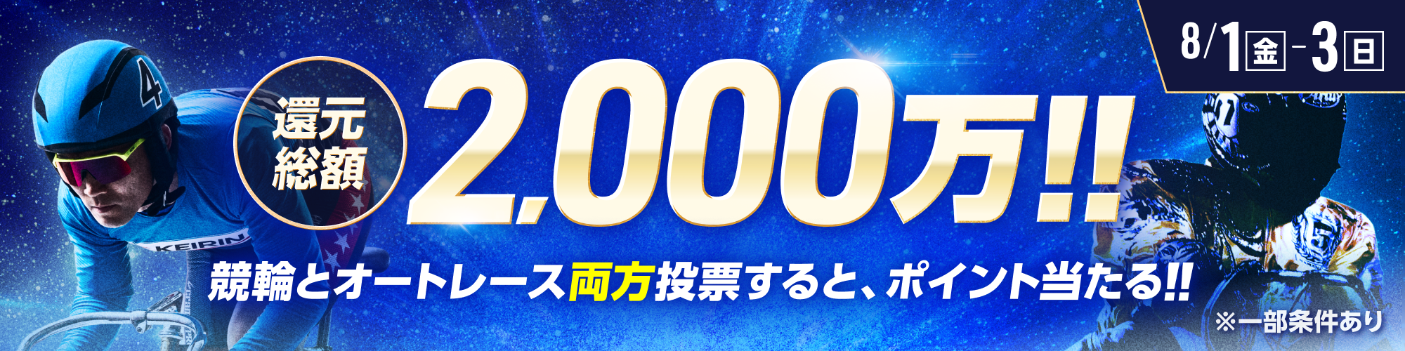 【総額2,000万!!】毎日抽選！競輪×オートレース投票キャンペーン