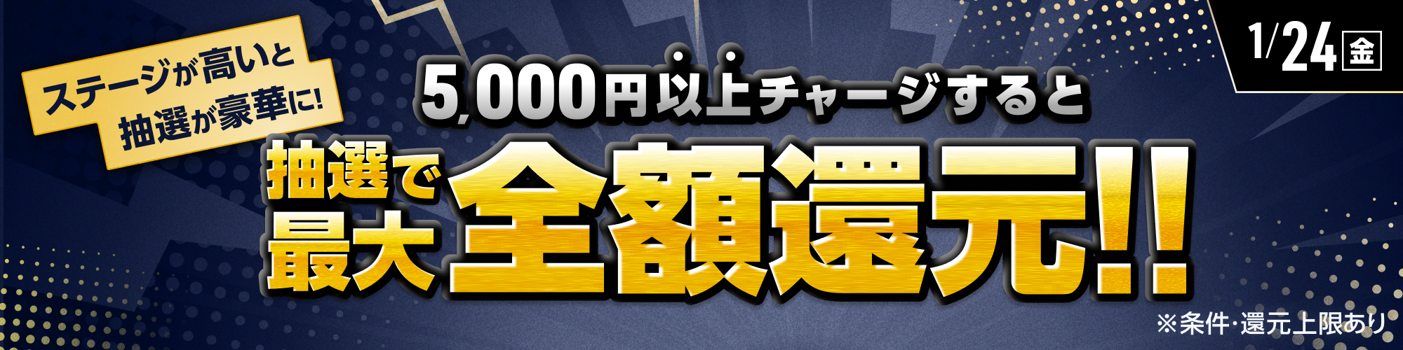 高ステージほど賞品が豪華に！1月24日（金）はチャージ額を還元！