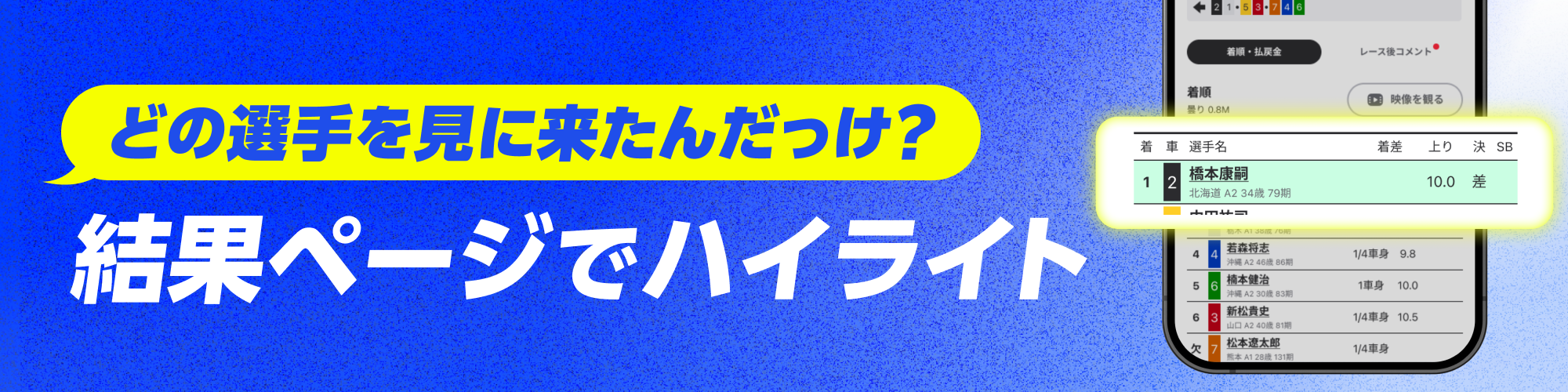 直近成績から見にきた選手が結果ページで目立つようになりました