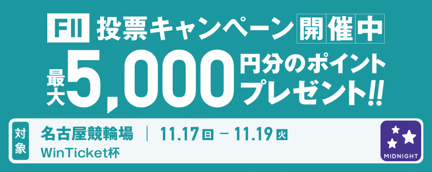 名古屋競輪F2ミッドナイト WinTicket杯 投票キャンペーン画像