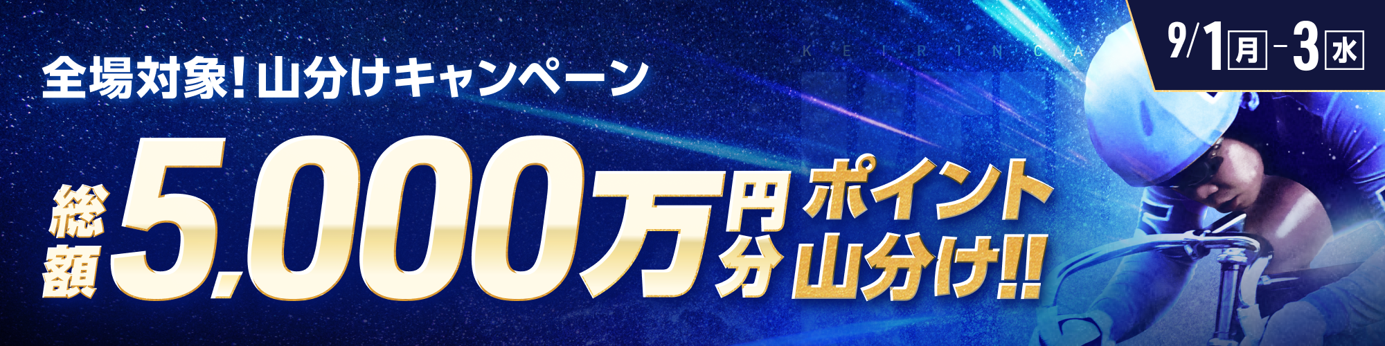 【総額5,000万円】全場対象！競輪で3日間毎日山分け！