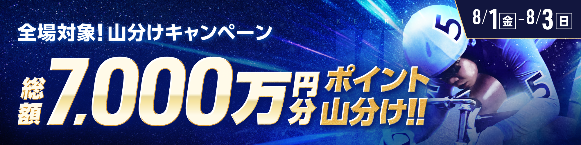 【総額7,000万円】全場対象！競輪で3日間毎日山分け！