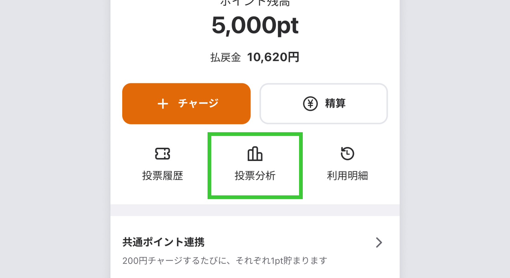 投票分析画面の開き方