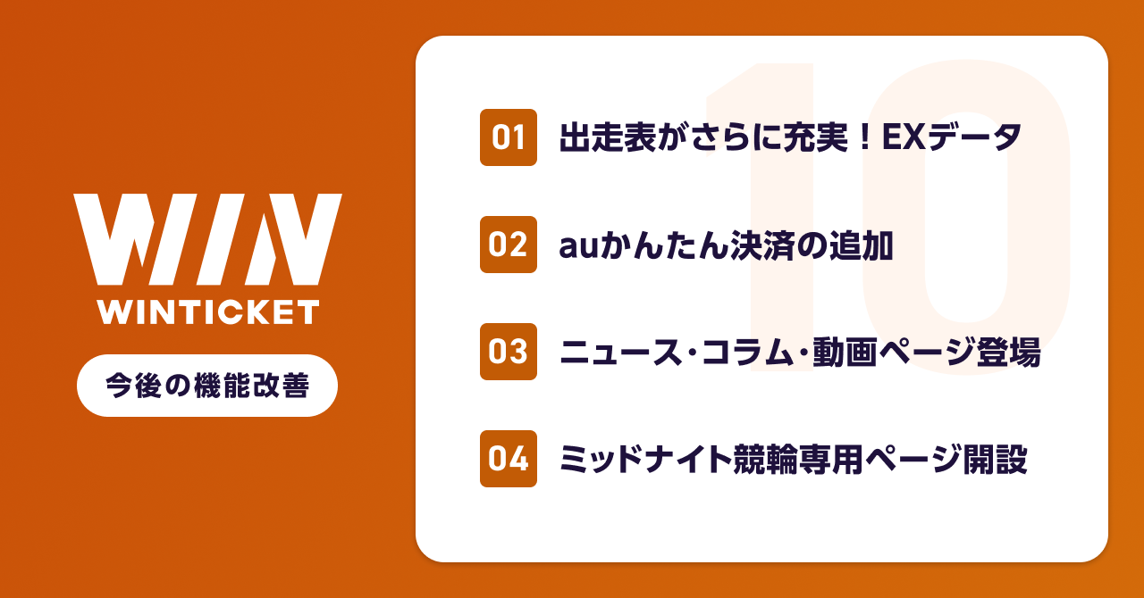 EXデータ・auかんたん決済 ほか】10月 WINTICKET新機能のお知らせ