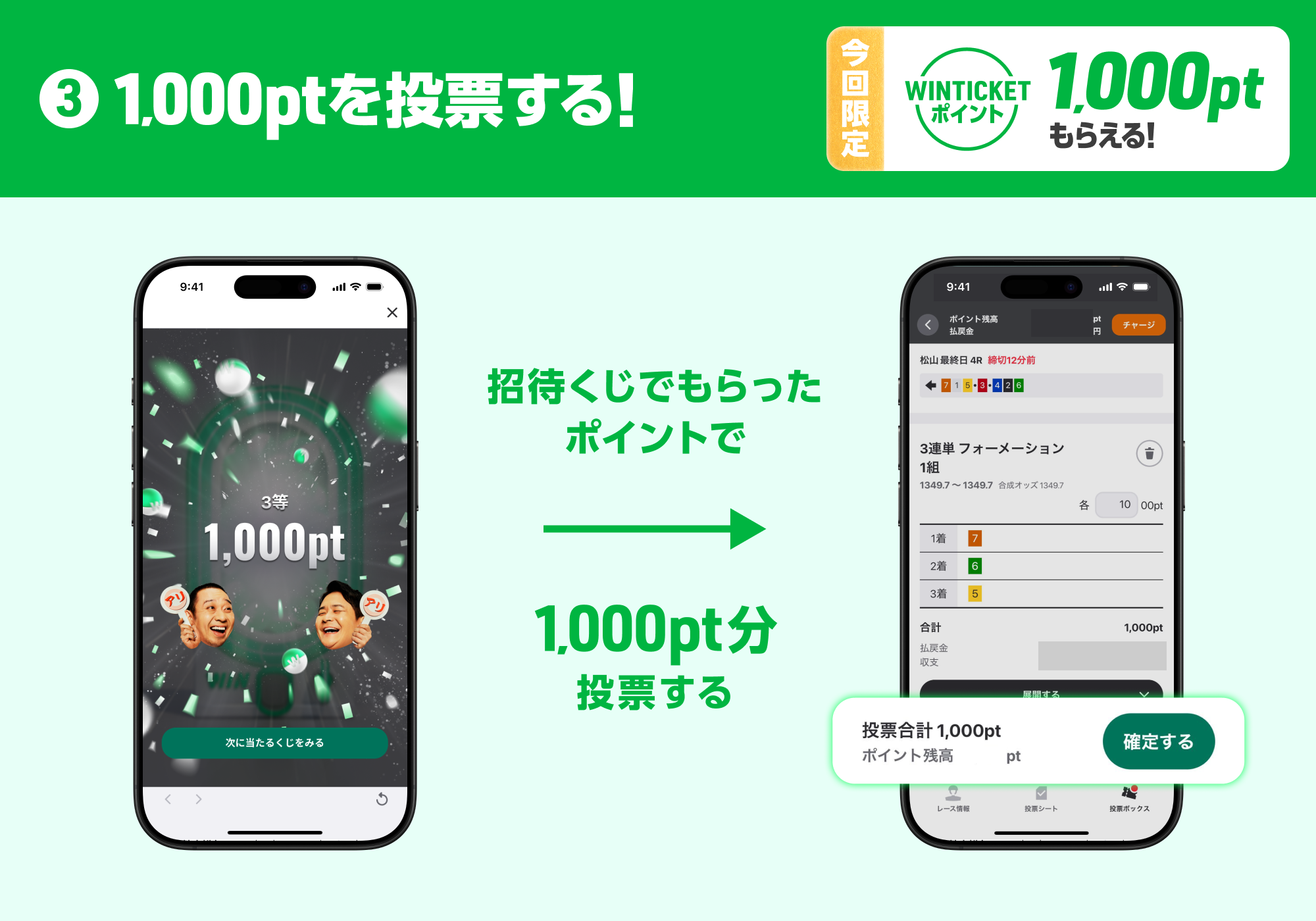 友だち招待された方は、追加で1,000ptもらえる