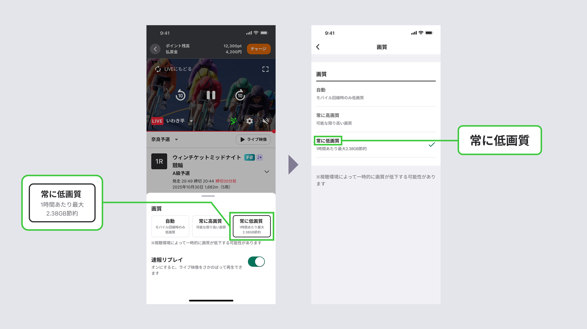 "常に低画質"の通信料が削減